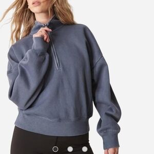 Abercrombie & Fitch Quarter Zip Sweatshirt In Indigo Size Medium